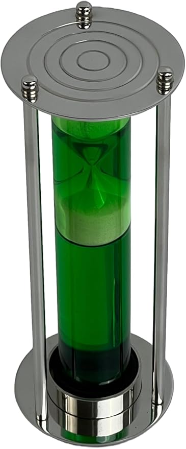 5 Minute Brass Sand Timer with Nickel Finish – Vintage Hourglass for Desk, Home, Office, Meditation & Décor | Antique Sand Clock (21 cm)