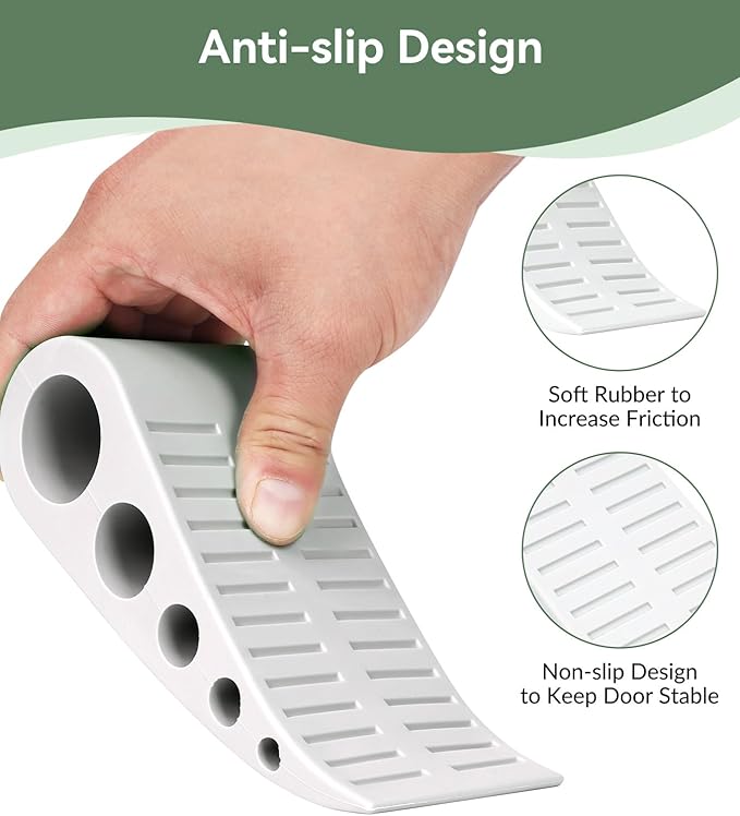 1.9 Inches Heavy Duty Door Stopper, 2 Pack Rubber Door Stop, Door Stoppers for Bottom of Door, Large Door Stopper Wedge for Home Office School (White)