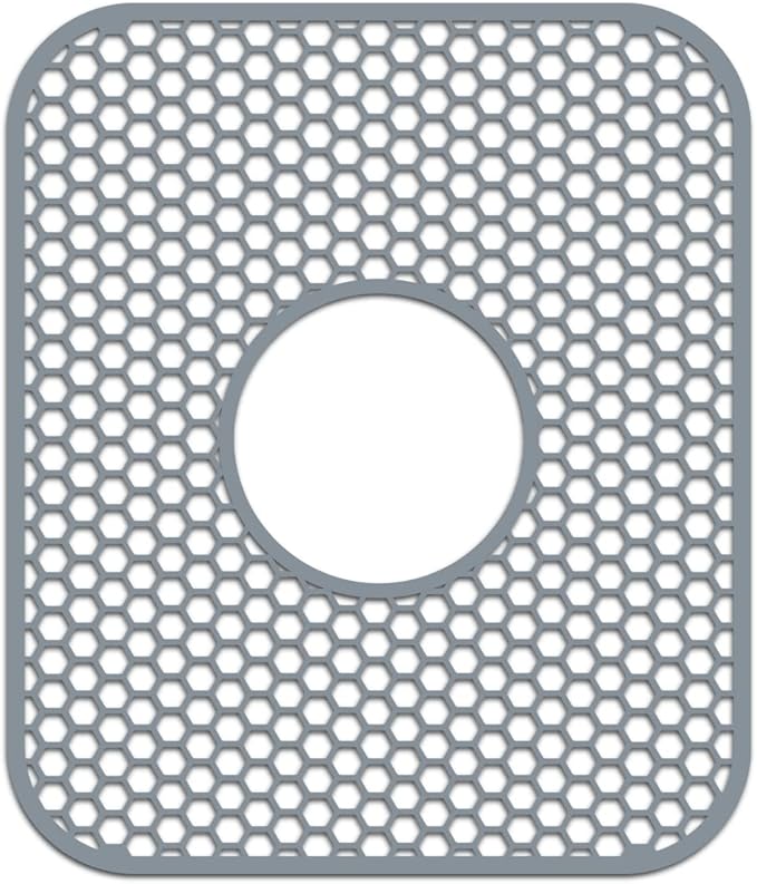 Silicone Sink Protectors for Kitchen Sink with Center Drain,13.58''x 11.6'' Folding Non-Slip Heat Resistant Mat Grid for Bottom of Porcelain Stainless Steel Porcelain (Center Hole)