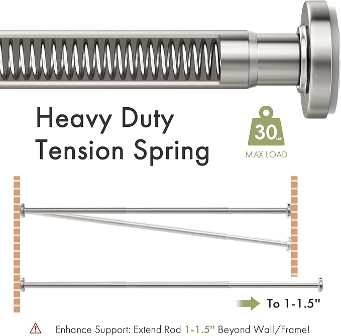 AmazerBath 31-46.5 Inches Spring Tension Shower Curtain Rod, Short Shower Rod Rust Proof Bathroom Curtain Rod, Adjustable Shower Tension Rod No Drill Easy Segmented Installation, Nickel