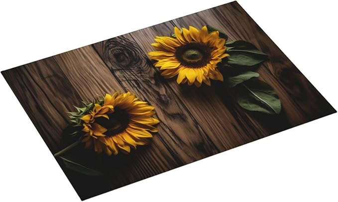 Sunflower (Helianthus Annuus) Dish Drying Mat for Kitchen Counter Decor 18x24 Inch Floral Absorbent Reversible Microfiber Dish Drying Pad Flower Dish Drainer Rack Mats for Coffee Bar