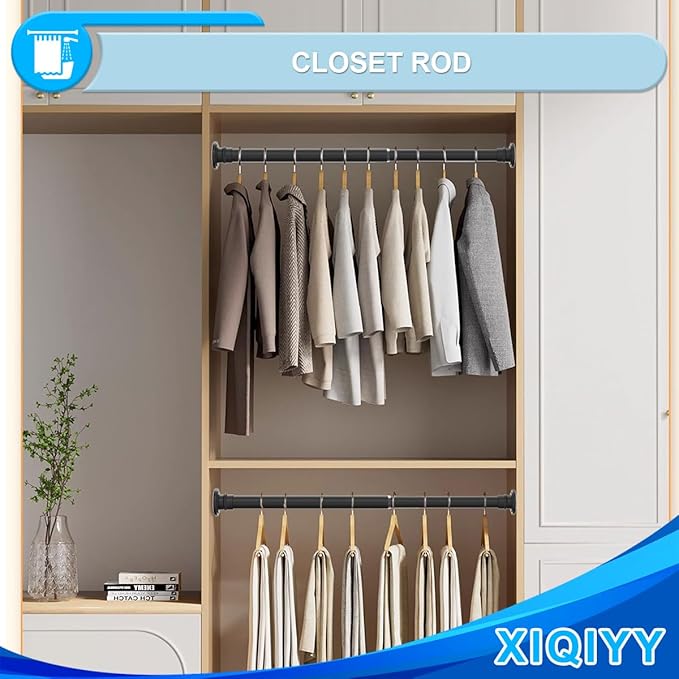 Small Tension Curtain Rod 18-32 Inch Spring Tension Rod Short Shower Curtain Rod No Drilling Adjustable Black Shower Rod,Heavy Duty