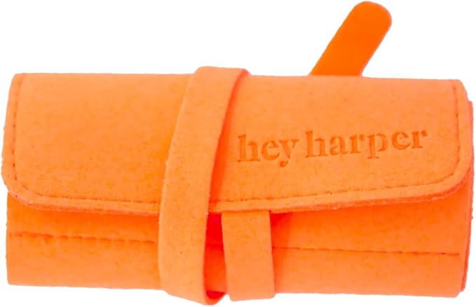 Hey Harper Travel Jewelry Organizer Roll – Compact Storage Pouch for Rings, Earrings, Necklaces & Bracelets – Foldable Case for Women (Roll Only Included) (Orange)