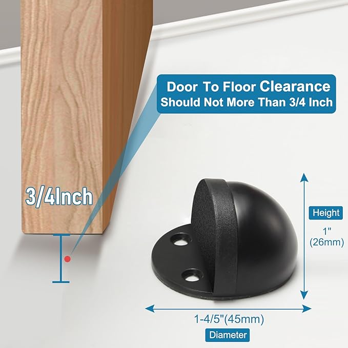16 Pack Door Stoppers Black Slef Adhesive Floor Door Stops No Drill Rubber Bumper Doorstop Wall Protector, Stainless Steel Dome Shaped