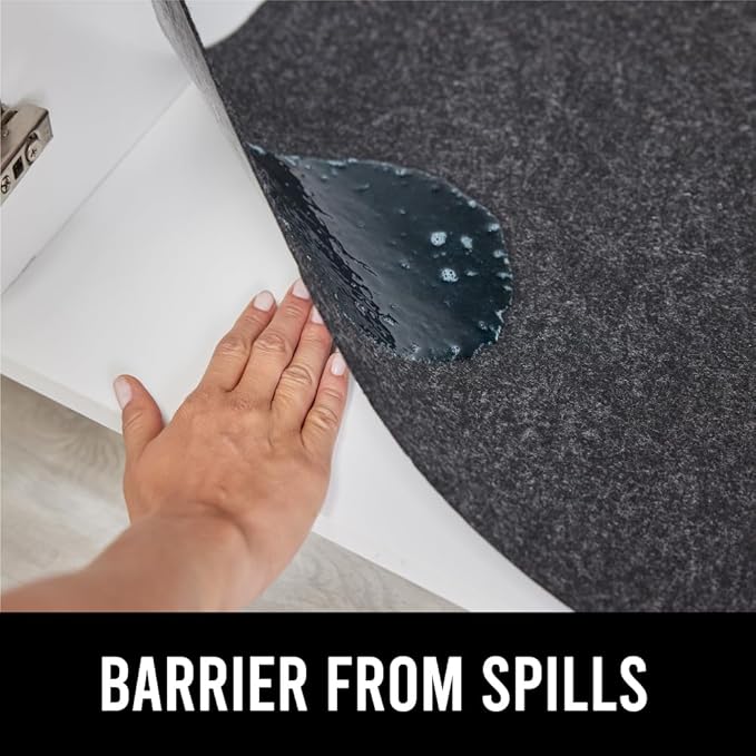 GORILLA GRIP LeakGuard Non-Adhesive Under Sink Mat for Kitchen Cabinet, 24x50, Waterproof Quick Dry Shelf Liner, Durable Absorbent Felt Mats for Bathroom Sinks, Cabinets, Dresser, Easy Trim, Charcoal