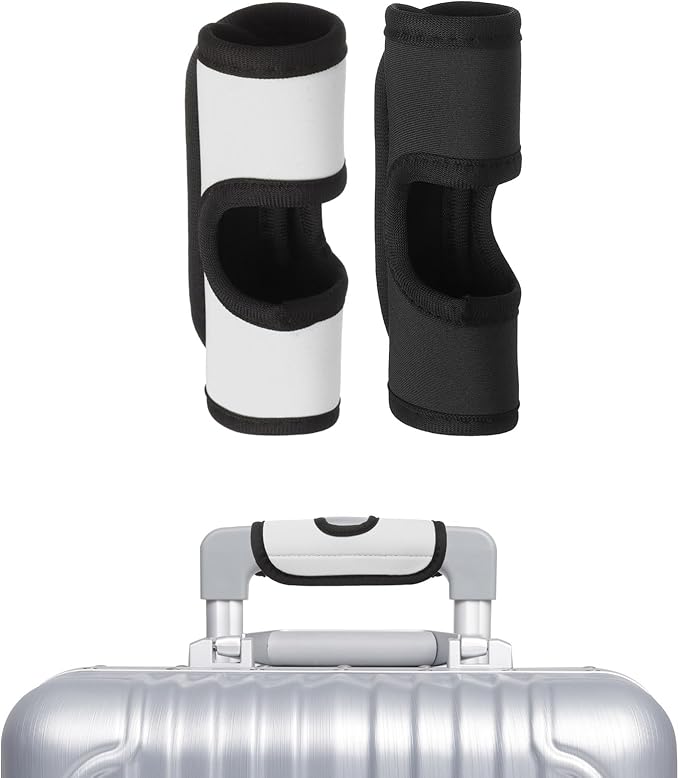 uxcell Luggage Handle Wrap, 2 Pcs Hollow Neoprene Handbag Grip Cover Protector Luggage Identifiers Suitcase Handle Wraps for Luggage Suitcase Travel Bags, White/Black