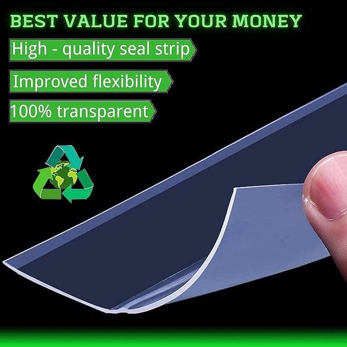 Weather Stripping Door Seal – 33ft Flexible Silicone, Strong Adhesive, Seals Medium Gaps for Winter Cold Draft Protection and Energy Efficiency
