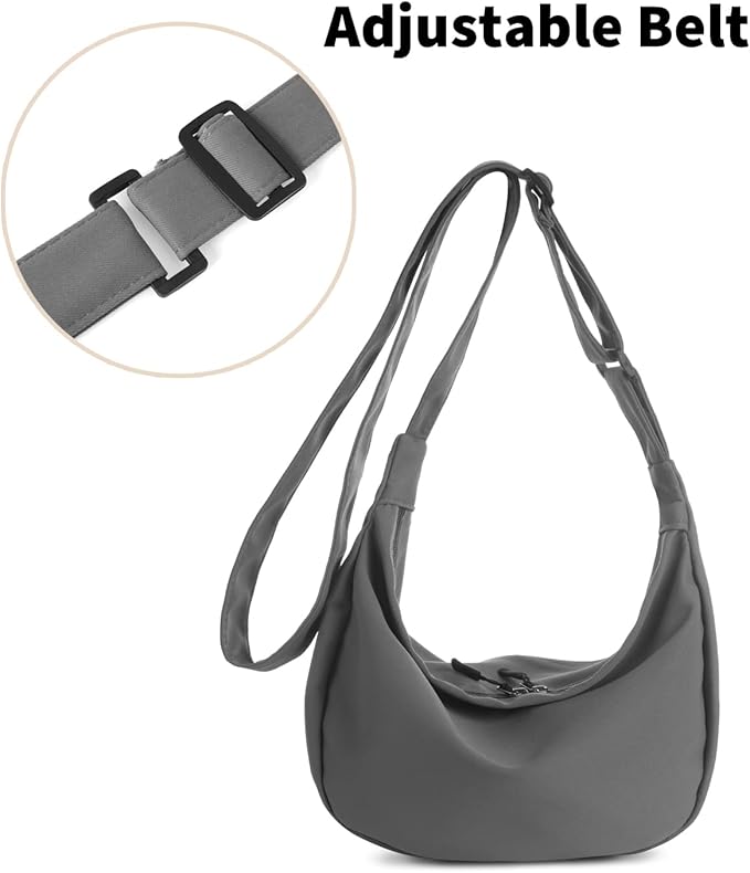 Crossbody Sling Bag for Women Men Trendy, Crescent Bag with Adjustable Strap, 2 Zippers Lightweight