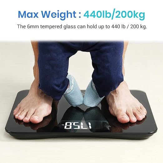 Etekcity Scale for Body Weight, Bathroom Digital Weighing Machine, Extra Wide Platform, High Capacity, Accurate and Safe, Large Backlit LCD Display, 440 lb, Tempered Glass (Pack of 5)