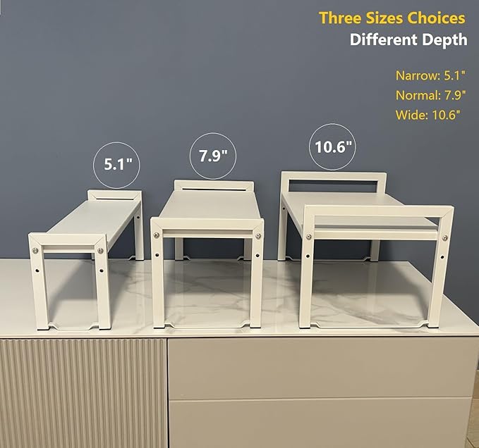 Expandable Cabinet Shelf Organizer 16-26" L Stackable Kitchen Counter Shelf Rack Stand Sink Riser Countertop Storage White (Normal 7.9"D)
