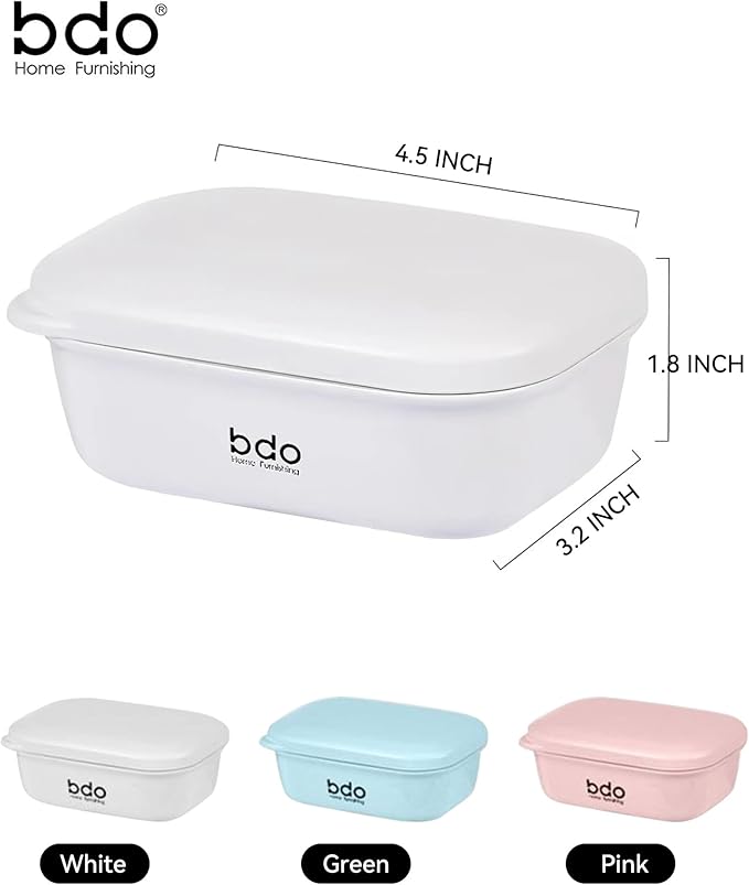 Travel Essentials Soap Holder with Lid, Leakproof Soap Dish with Drainage Layer, Portable Travel Soap Bar Case for Camping, Gym, Bathroom, Kitchen, Dormitory, Hotel (White)