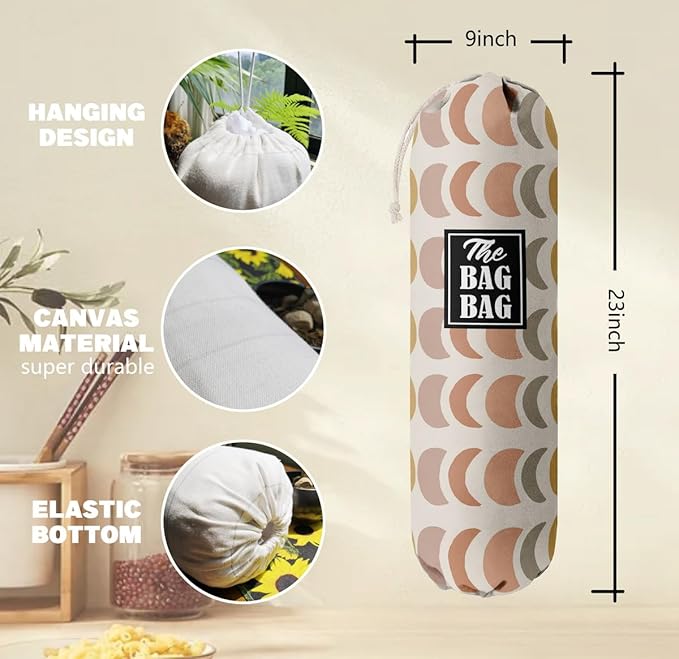 The Bag Bag Grocery Bag Holder, Boho Pattern Grocery Bags Holder Organizer For Shopping Bags, Wall Mount Plastic Bags Storage Container Dispensers, Kitchen Gifts For Women Family Grandma Mom(H-27)