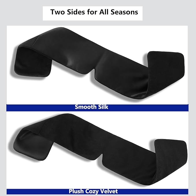 Weighted Eye Mask Silk ALASKA BEAR for Sleeping, Wraparound Style Compression, Wide Headband and Large Coverage Ears for Sound-muffling, Microwavable Beads Filled