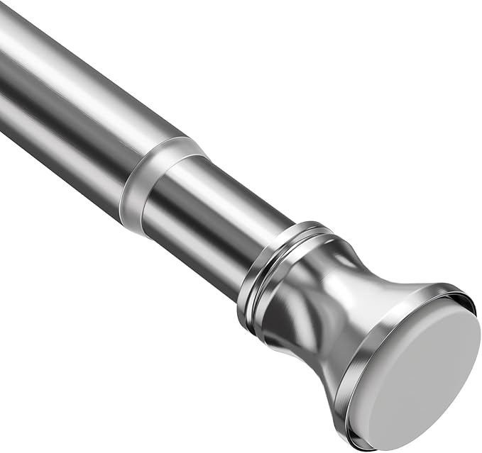 Amazer Spring Tension Shower Curtain Rod, 54-90 Inches Rust-Resistance Tension Curtain Rod Bathroom Rod, Adjustable Shower Curtain Rod No Drill, Chrome