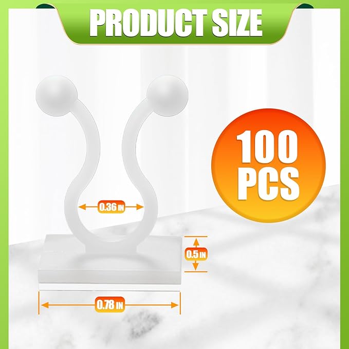 Plant Climbing Wall Fixture Clips, 100Pcs Plant Fixer Self-Adhesive Hooks for Invisible Wall Vines Plant Fixation Plant Vine Traction Garden Vegetable Plant Binding (B-100 Pcs)