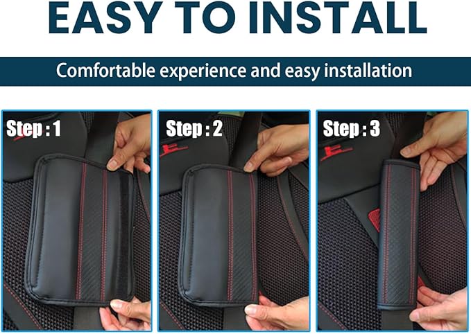 Car Seat Belt Pads, 2 Pack Fiber Leather Seatbelt Shoulder Strap Covers, More Comfort Driving & Protect Your Neck, Universal Safety Strap Cover for Auto SUV Truck Airplane Backpack (Black)