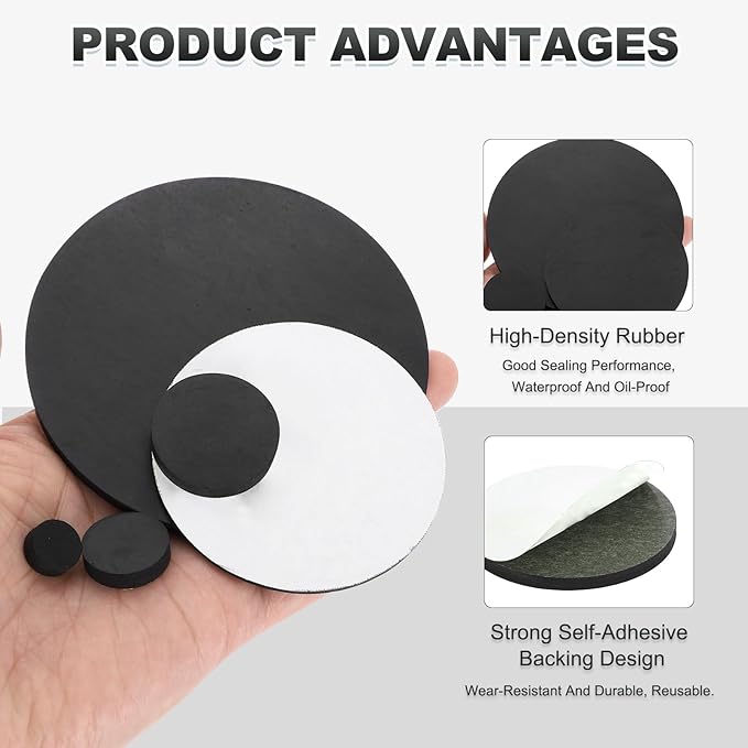 PATIKIL Non-Slip Furniture Pads 1-9/16" (40mm x 5mm), 10 Pcs Adhesive Backed Round Rubber Feet Anti-Scratch Rubber Furniture Grippers for Hardwood Floor, Electronics, Bed, Drawers, DIY