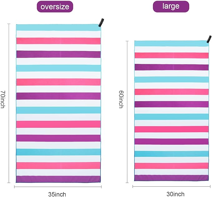 Exclusivo Mezcla Microfiber Quick Dry Beach Towel, Large Lightweight Sandfree Pool Towel for Swimming Camping Travel with Bag (Purple, 30x60 Inches)