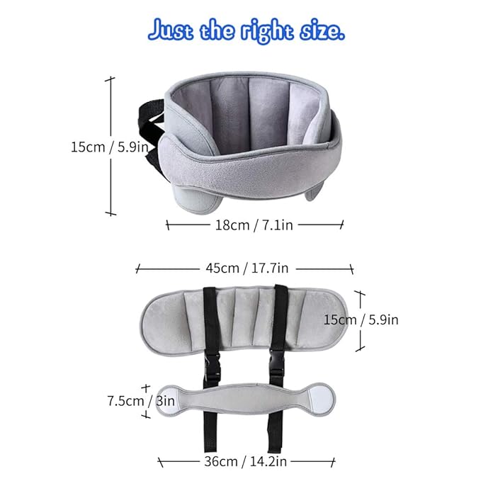 Car Head Support Toddle Car Neck Relief Baby Child Car Seat Adjustable Head and Neck Support Band - A Comfortable Sleep Solution, Gray