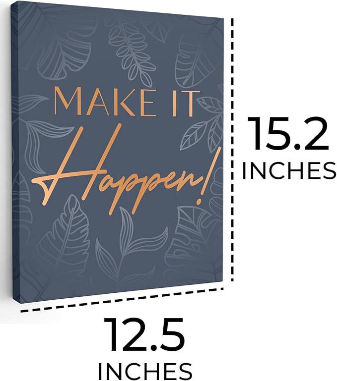 Inspirational Wall Décor for Office, Bedroom, Living Room - 3pc Motivational Poster Set - Framed Canvas - 12.5 x 15 Inch Wall Art