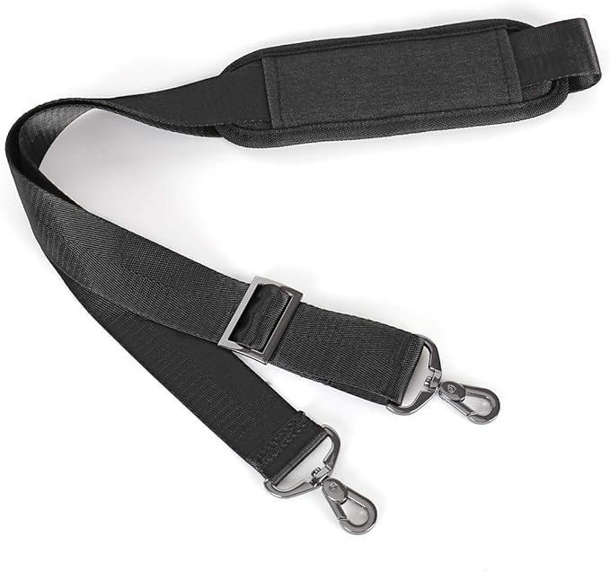 MOSISO 56 inch Shoulder Strap, Adjustable Thick Soft Universal Replacement Non-Slip Fit Padded with Metal Swivel Hooks for Laptop Shoulder Bag/Laptop Messenger Bag/Crossbody Bag, Black
