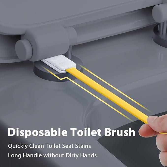 Lumkew 40pcs Crevice Cleaning Brush Tool, Disposable Toilet Brush for Toilet Seat Gaps, Crack and Crevice Cleaner Tool (Orange)