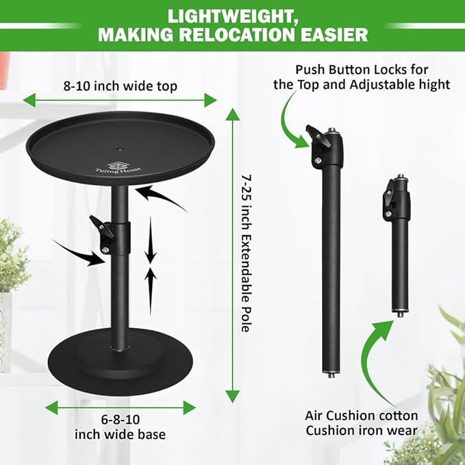 Adjustable Pure Iron Planter Inserts, 7-25” Plant Risers for Inside Pots, Planter Fillers for Large Pots, Indoor & Outdoor Insert with 8-10” Top & 6-10” Base (10 wide top. 10wide base)