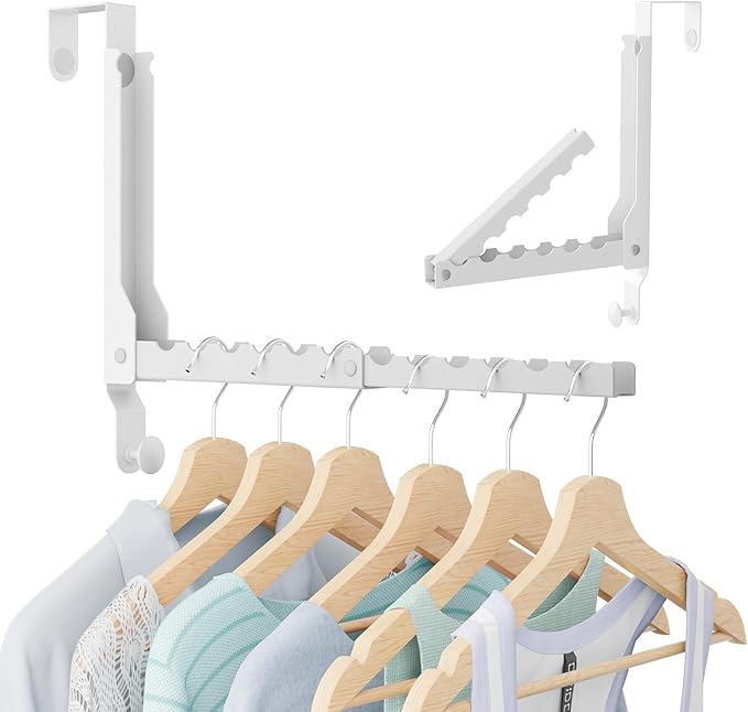 Over The Door Hooks, Extended Over The Door Clothes Hanger with 11 Ridges, Space-Saving Over The Door Rack Door Hooks for Hanging Clothes, Larger Capacity Over The Door Hanger, Upgraded Version.