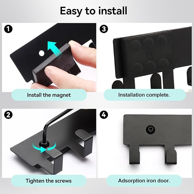 Magnetic Key Holder for Fridge, Heavy Duty Strong Magnetic Key Hanger with 10 Hooks for Refrigerator, Magnetic Key Holder Wall Mount for Metal Surface in Entryway, Garage, Pantry, Washing Machine
