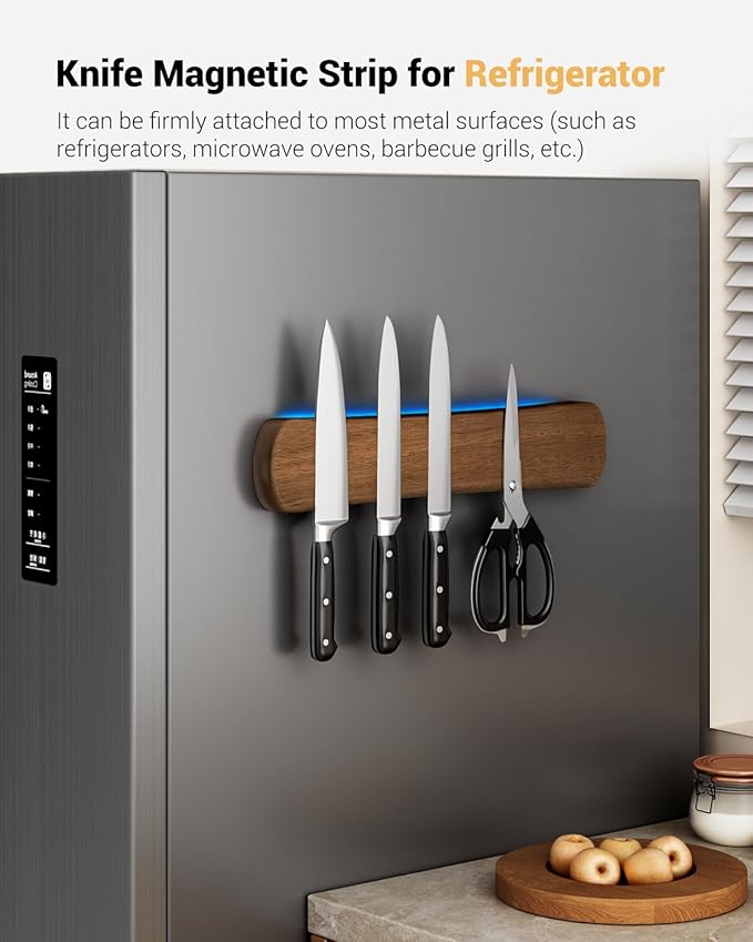 Magnetic Knife Holder for Wall, 12 Inch Wood Strong Magnetic Knife Strip, Small Kitchen Storage Space Savers, Rv Apartment Farmhouse Accessories Organizer, Housewarming Gifts for New Home