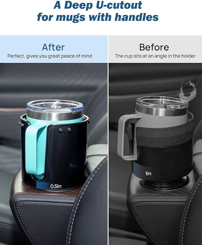 JOYTUTUS Upgraded Car Cup Holder Expander with Offset Base, Compatible YETI Ramblers, Hydro Flask, Large for Hold 18-40 oz Bottles and Mugs, Other in 3.4-3.8 inch