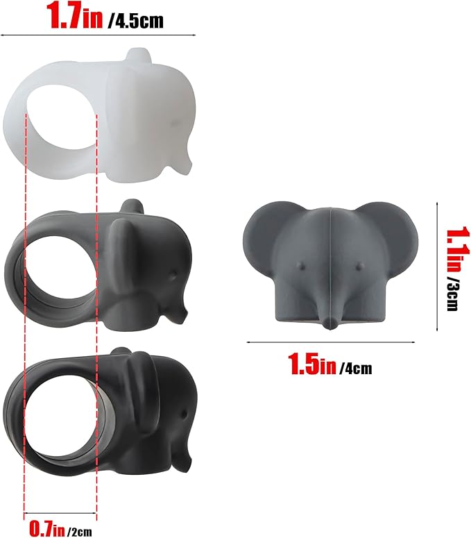 CAIRIAC Door Handle Protector Wall Protector, Door Stoppers for Wall, Wall Door Handle Stopper Silicone Door Handle Bumpers, Elephant Gift for Home (Black, White, Gray, 6Pcs)