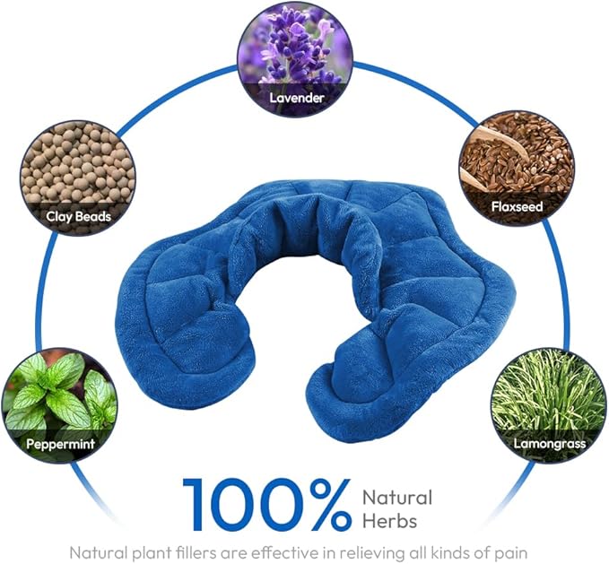 Microwavable Heated Neck Wrap Warmer and Shoulder Heating Pad Microwave, Weighted Microwave Heating Pad for Neck and Shoulders Hot and Cold Compress