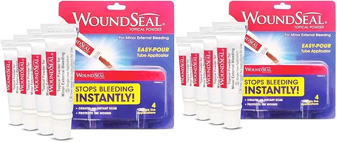 Biolife WoundSeal Topical Powder Wound Care First Aid for Cuts, Scrapes and Abrasions Single Use, 8 Bottles (Packaging May Vary), 2-Pack