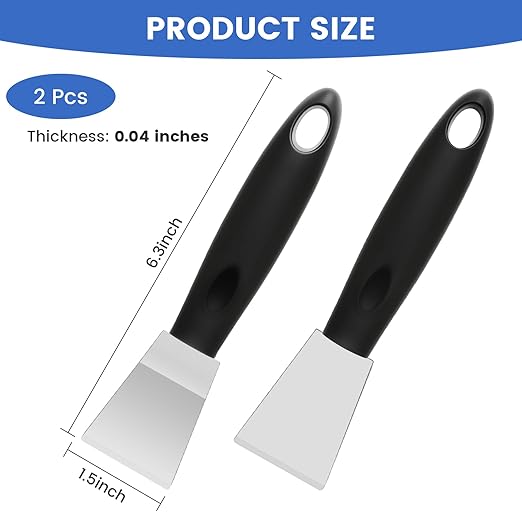 3D Printer Tool Removal Scraper Kit, 6.3x1.5 Inch Metal Scraper with 0.4" Thick Blade & Hang Hole, Curved and Straight Edge for 3D Printing Resin Removal Model Stripping, Kitchen Grease Removal