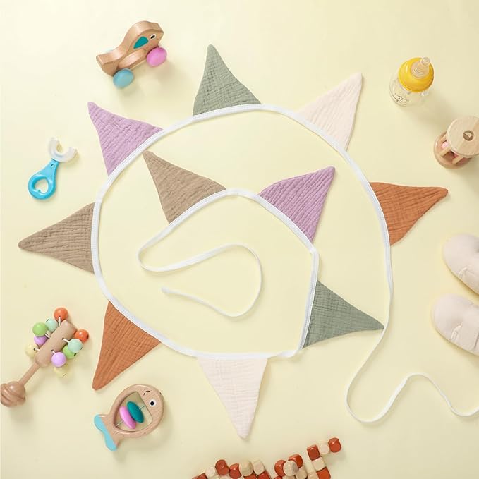 Oudain 2 Pcs Pennant Banner Flags Nursery Garland Triangle Bunting Flags Playroom Wall Decor Banner for Nursery Baby Shower Birthday Boho Wedding Party Event, Each 7.75 ft(Rich Color)