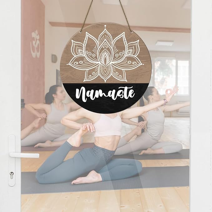 Meditation Room Decor Sign, Namaste Sign, Yoga Studio Wall Decoration Home Gym Spiritual Room Zen Den Hanging Decor Sign, Gifts for Yoga Instructor Lover