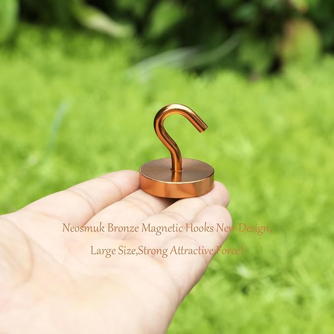 Neosmuk Magnetic Hooks, Cruise Ship Essentials, 130lb+ Heavy Duty Magnetic Hooks for Cruise Cabins, Refrigerator, Grill, Hanging, and Travel | Extra Strong Must-Haves Magnet Hook,Bronze