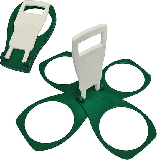 CarryAround Fold Away Cup Carrier/Caddy [Green] Take-Out Coffee Soft Drink Pint Beer Beverage Holder, Sturdy Reble Pocket Size, Festival Sports Gigs - Easy & Safe - hot Drinks - 3-4 Cup Position