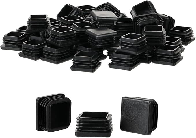 7/8" Square Tube End Cap Plastic Plugs Chair End Caps 0.86 Inch (22mm), 7/8 X 7/8 Tubing Plugs Furniture Sliders Glides Black (Fit 0.72-0.81" Square Tube Inner Size, 40pack)