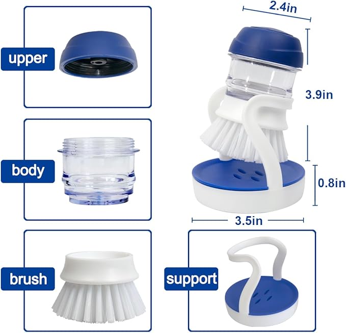 CELOX Soap Dispensing Dish Brush with Holder, Dish Scrub Brush with Holder