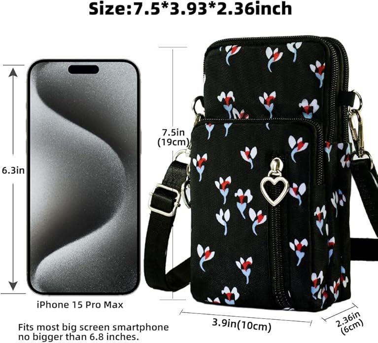 JANKS Small Crossbody Bag for Women - Mini Phone Purses with Crossbody Strap and Wallet - Nylon Arm Bag