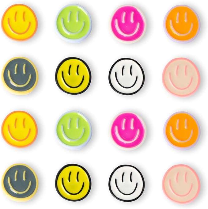 rhinocats Locker Magnets for Girls，Cute16Pcs Fridge Magnets,Colorful Decorative Resin Smiley Face Refrigerator Magnets, Strong Whiteboard Magnets for Classroom, Office, or Home Use
