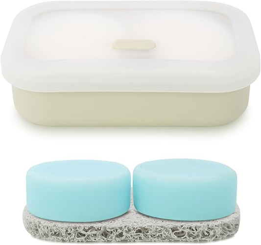 Leak Proof Travel Soap Case,Solid Shampoo Bar Holder, Silicone Soap Container with Draining Layer, Portable Bar Soap Holder for Bathroom, Camping, Gym, Easy to Clean (Off-White, Large)