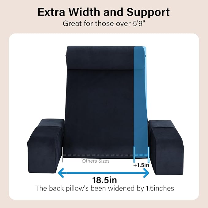 ENITYA Reading Pillow for Sitting in Bed Adult, 21" Large Back Pillow for Sitting up, Bed Rest Pillows for Reclining/Watching TV/Reading/Gaming/Resting in Couch or Floor, Black