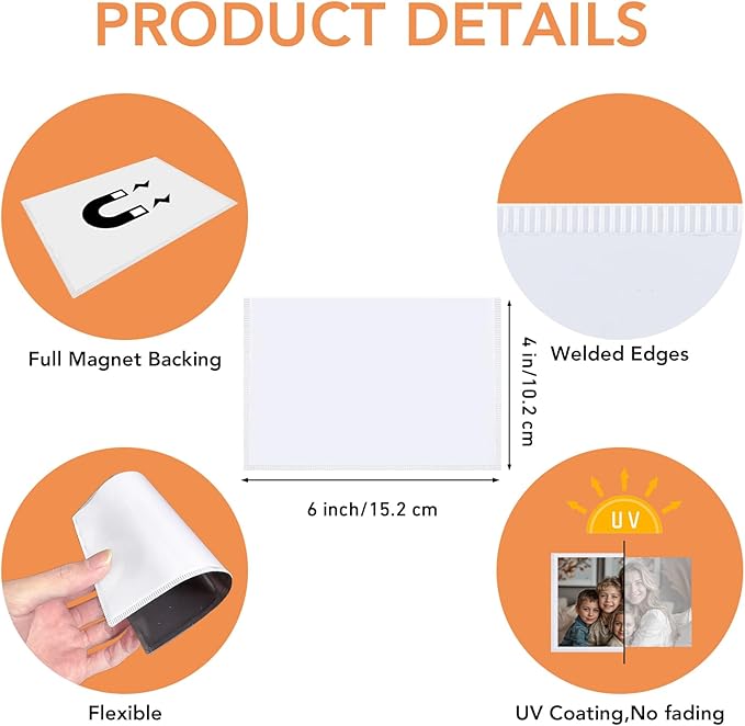 Magnetic Picture Frame, 30 Pcs Magnetic Picture Frames for Refrigerator 4x6, Magnetic Photo Frames with White Border, Refrigerator Magnets for Pictures Suitable Home, School, Office (white, 4x6-30pcs)