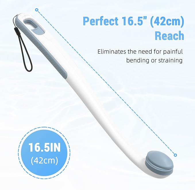 Toilet Aids for Wiping Bottom, 16.5" Long Reach Comfort Wipe - Butt Wiper Tool with Replaceable Head & Wrist Strap - Bottom Buddy Wiping Aid for Elderly, Disabled, Overweight, Post-Surgery