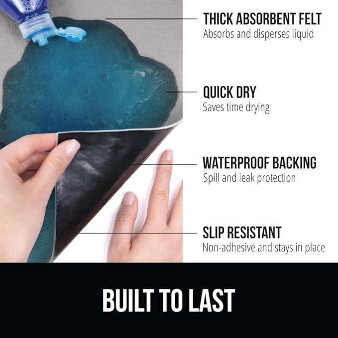 GORILLA GRIP LeakGuard Non-Adhesive Under Sink Mat for Kitchen Cabinet, 24x50, Waterproof Quick Dry Shelf Liner, Durable Absorbent Felt Mats for Bathroom Sinks, Cabinets, Dresser, Easy Trim Light Gray