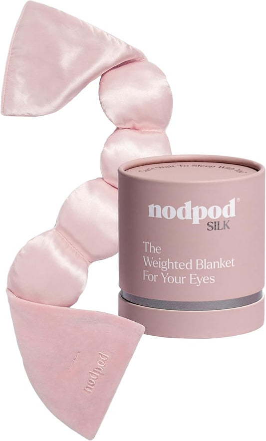 Nodpod Mineralized Silk Gentle Pressure Sleep Mask - Strap-Free, Light-Blocking Design for Sleep, Travel & Relaxation - Weighted Eye Pillow, Machine Washable (Petal)