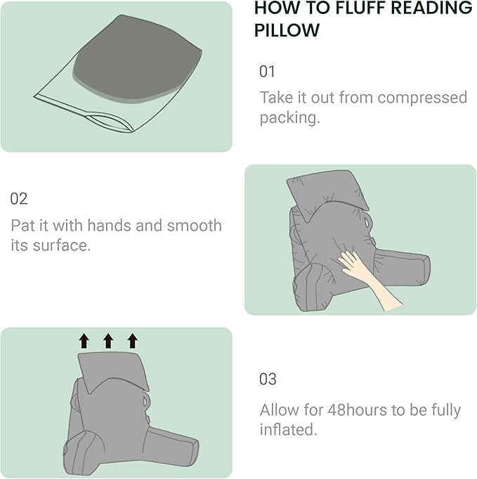 Portable Reading Pillows with Headrest for Bed Sitting Up(Dark Green Oeko-Tex), Velvet Back Pillow with Arms & Pockets for Adults, Support Memory Foam Bed Pillow for Dorm/Watching/Gaming